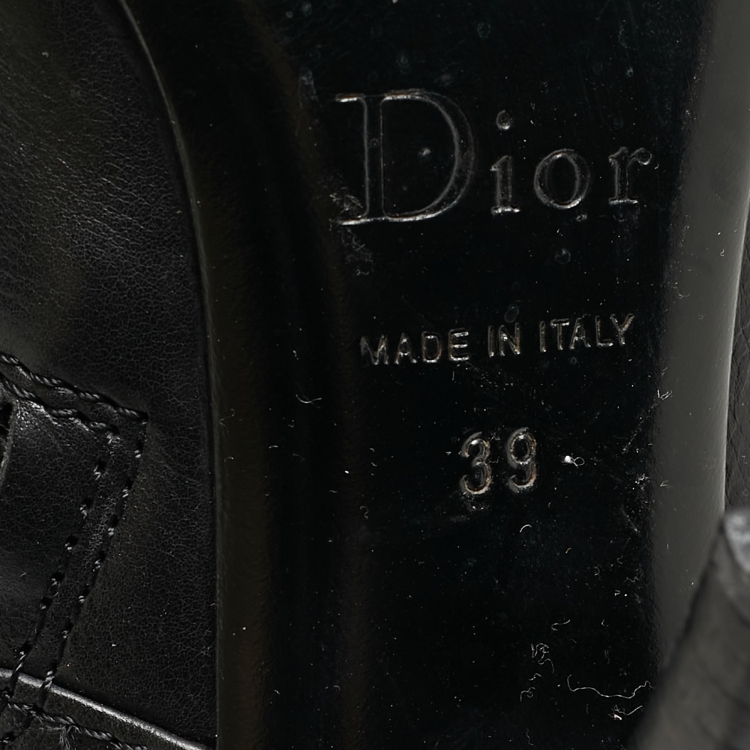 Pre Owned Dior Black Leather Lace Up Knee Length Boots Size 39