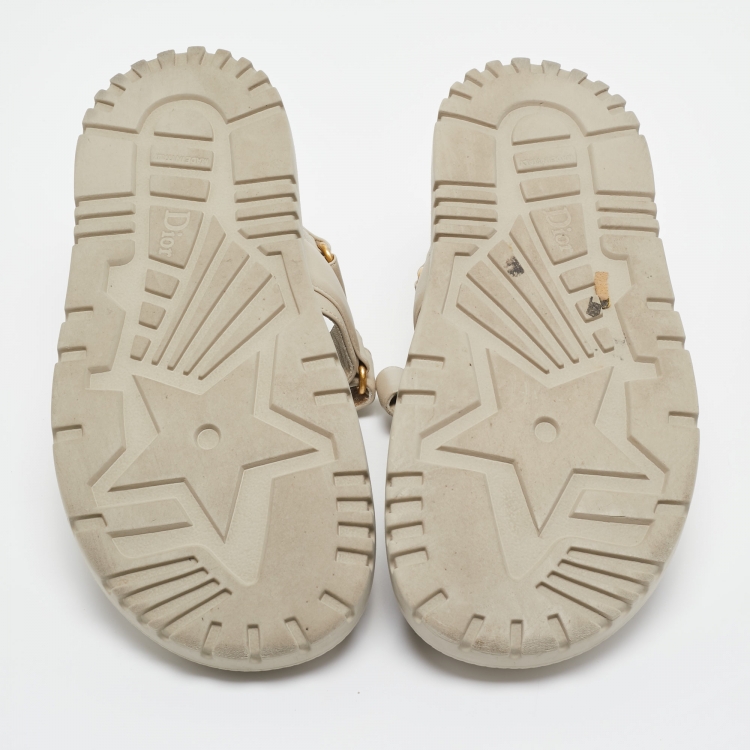 Pre Owned Dior  Grey Leather DiorAct  Slingback Sandals Size 38.5