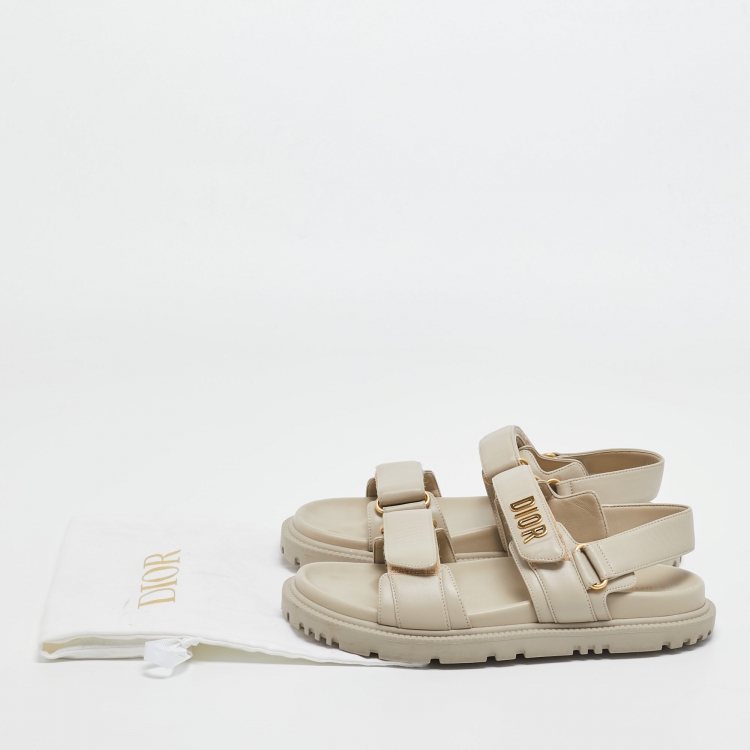 Pre Owned Dior  Grey Leather DiorAct  Slingback Sandals Size 38.5