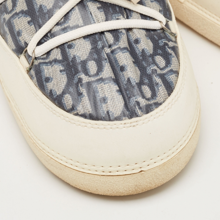 Pre Owned Dior Blue/White Denim and Leather Moon Boots Size 35-37