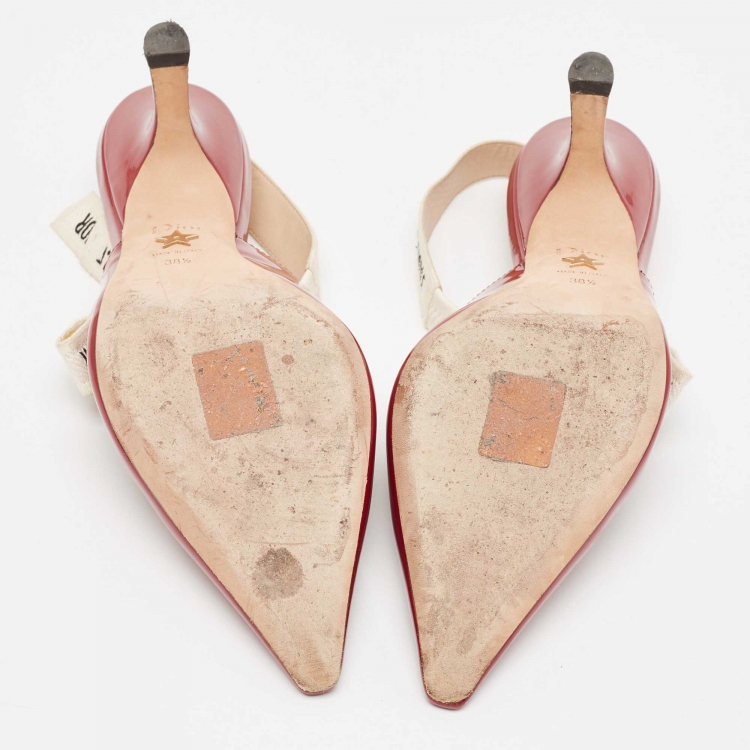 Pre Owned Dior Burgundy Patent Leather J'adior Slingback Pumps Size 38.5