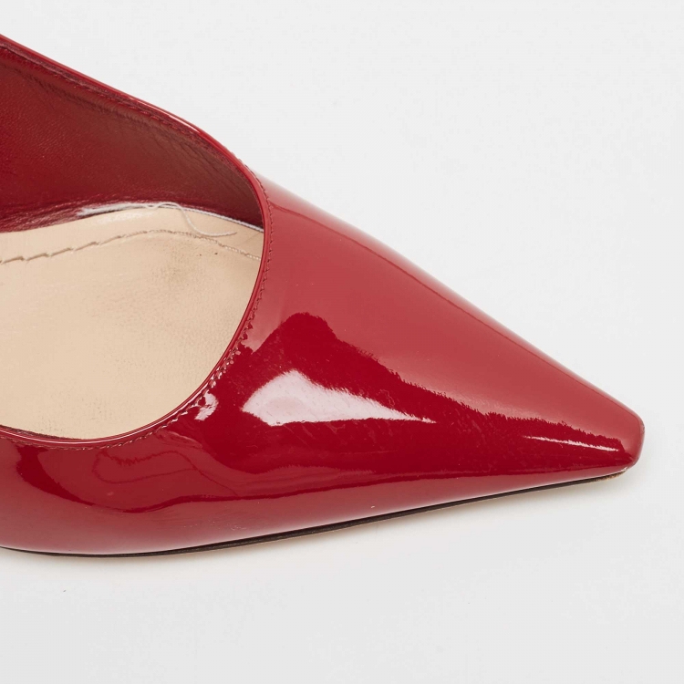 Pre Owned Dior Burgundy Patent Leather J'adior Slingback Pumps Size 38.5
