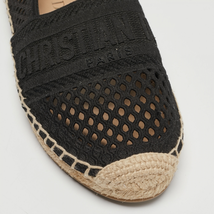 Pre Owned Dior Black Mesh Granville Espadrille Flats Size 35