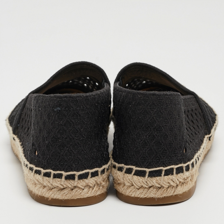 Pre Owned Dior Black Mesh Granville Espadrille Flats Size 35