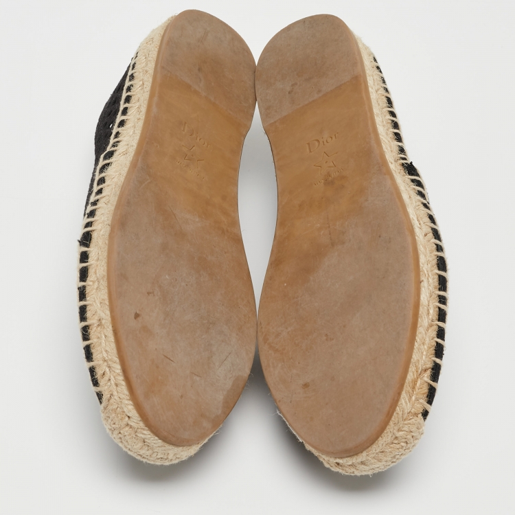 Pre Owned Dior Black Mesh Granville Espadrille Flats Size 35