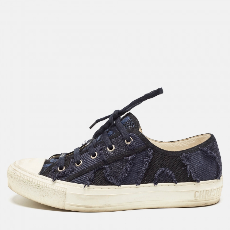 Pre Owned Dior Navy Blue Canvas Walk'n'Dior Low Top Sneakers Size 40 