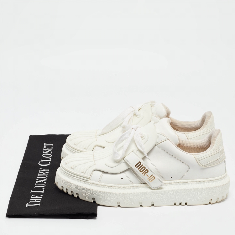 Pre Owned Dior White Leather Dior ID Low Top Sneakers Size 39