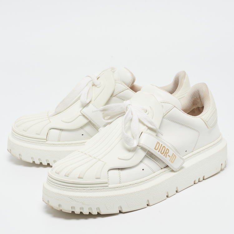 Pre Owned Dior White Leather Dior ID Low Top Sneakers Size 39