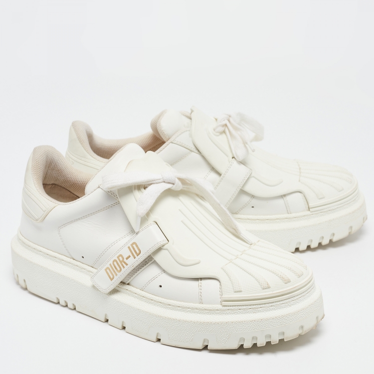 Pre Owned Dior White Leather Dior ID Low Top Sneakers Size 39