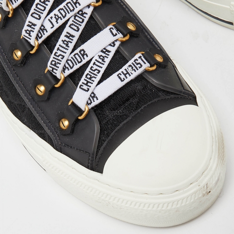 Pre Owned Dior Black Fabric and Rubber Walk'n'Dior High Top Sneakers Size 38
