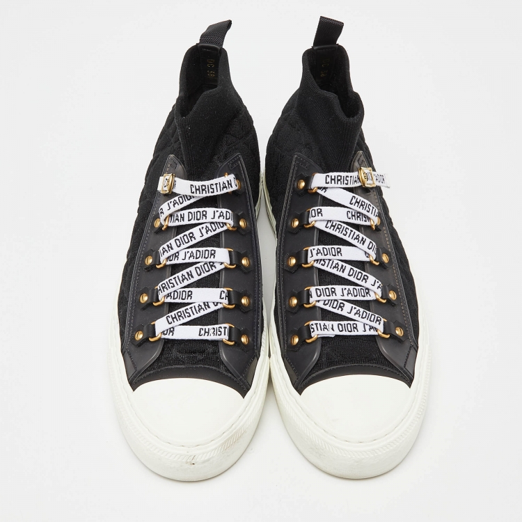 Pre Owned Dior Black Fabric and Rubber Walk'n'Dior High Top Sneakers Size 38