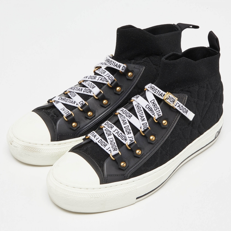 Pre Owned Dior Black Fabric and Rubber Walk'n'Dior High Top Sneakers Size 38