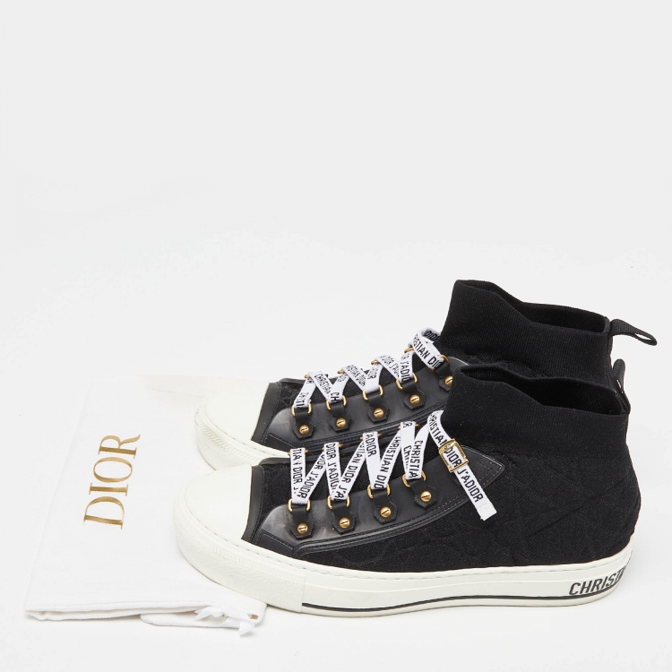 Pre Owned Dior Black Fabric and Rubber Walk'n'Dior High Top Sneakers Size 38