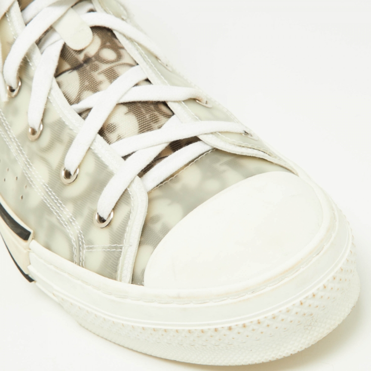Pre Owned Dior Grey/White Mesh and Rubber B23 High Top Sneakers Size 45