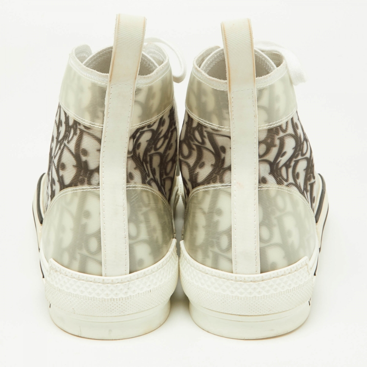 Pre Owned Dior Grey/White Mesh and Rubber B23 High Top Sneakers Size 45