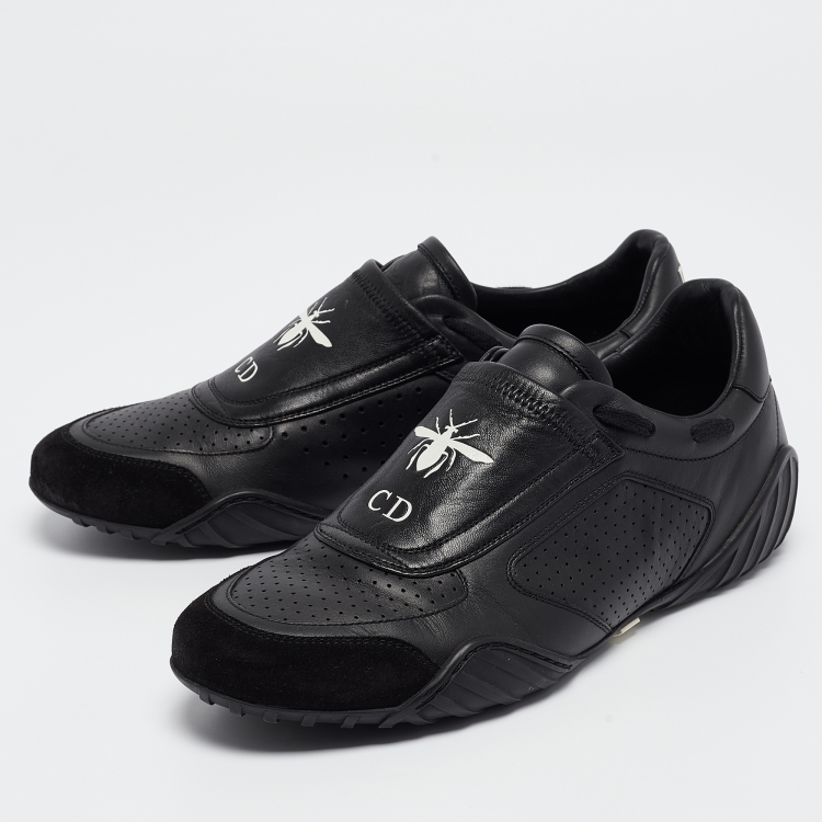Pre Owned Dior Black Leather and Suede Low Top Sneakers Size 38