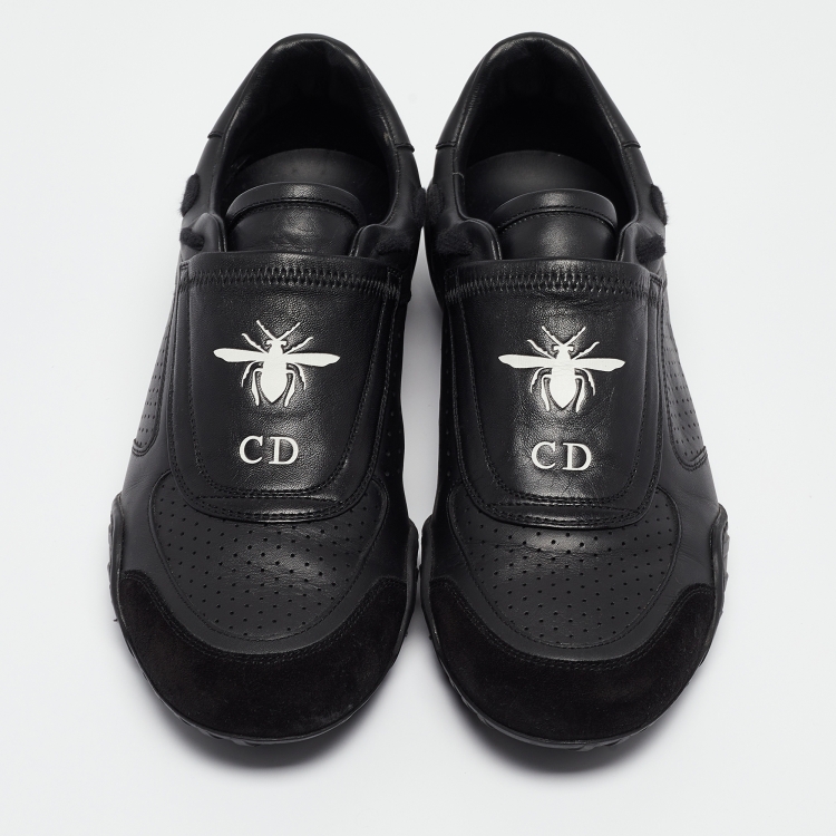 Pre Owned Dior Black Leather and Suede Low Top Sneakers Size 38