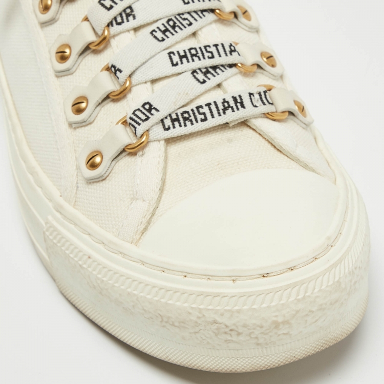 Pre Owned Dior Off White Canvas Walk'n'Dior Sneakers Size 36.5 