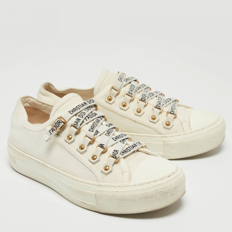 Pre Owned Dior Off White Canvas Walk'n'Dior Sneakers Size 36.5 