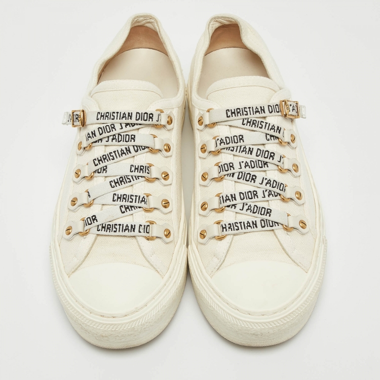 Pre Owned Dior Off White Canvas Walk'n'Dior Sneakers Size 36.5 