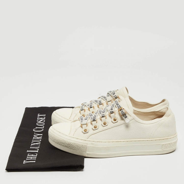 Pre Owned Dior Off White Canvas Walk'n'Dior Sneakers Size 36.5 