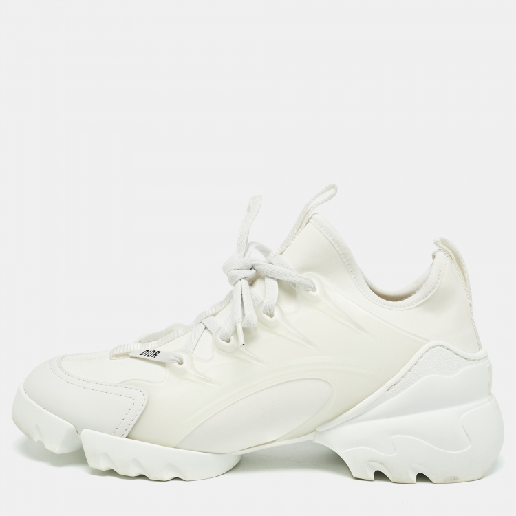 Pre Owned Dior White PVC and Fabric D-Connect Sneakers Size 37.5