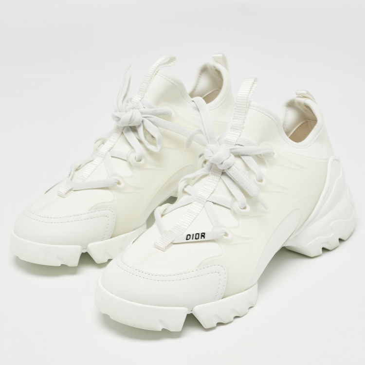 Pre Owned Dior White PVC and Fabric D-Connect Sneakers Size 37.5