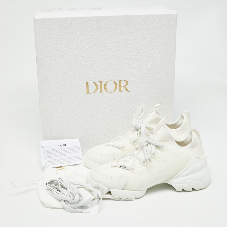 Pre Owned Dior White PVC and Fabric D-Connect Sneakers Size 37.5