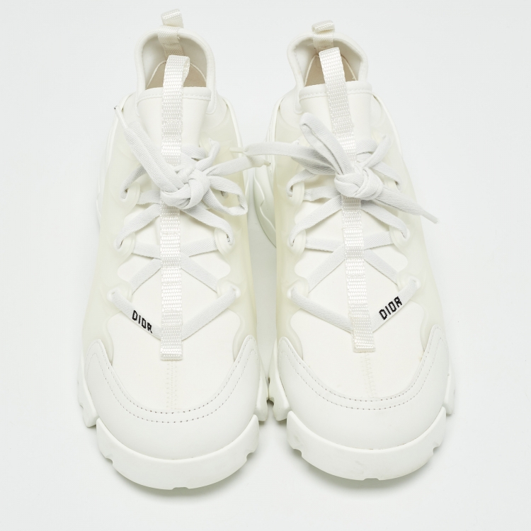 Pre Owned Dior White PVC and Fabric D-Connect Sneakers Size 37.5
