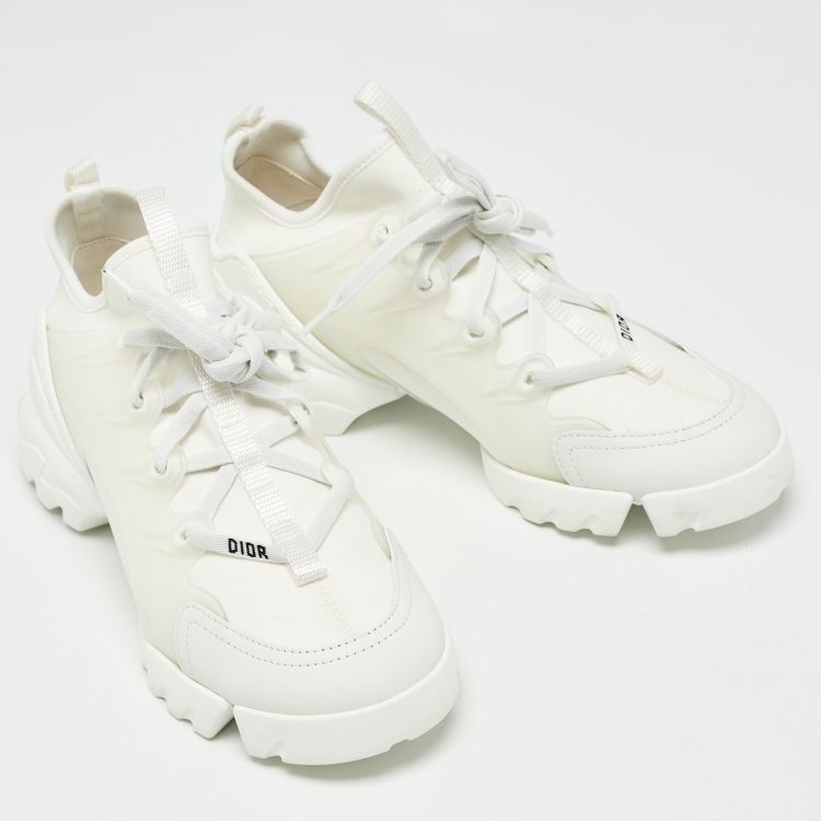 Pre Owned Dior White PVC and Fabric D-Connect Sneakers Size 37.5