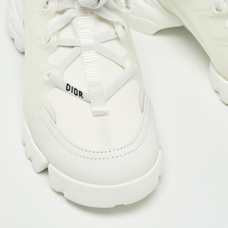 Pre Owned Dior White PVC and Fabric D-Connect Sneakers Size 37.5