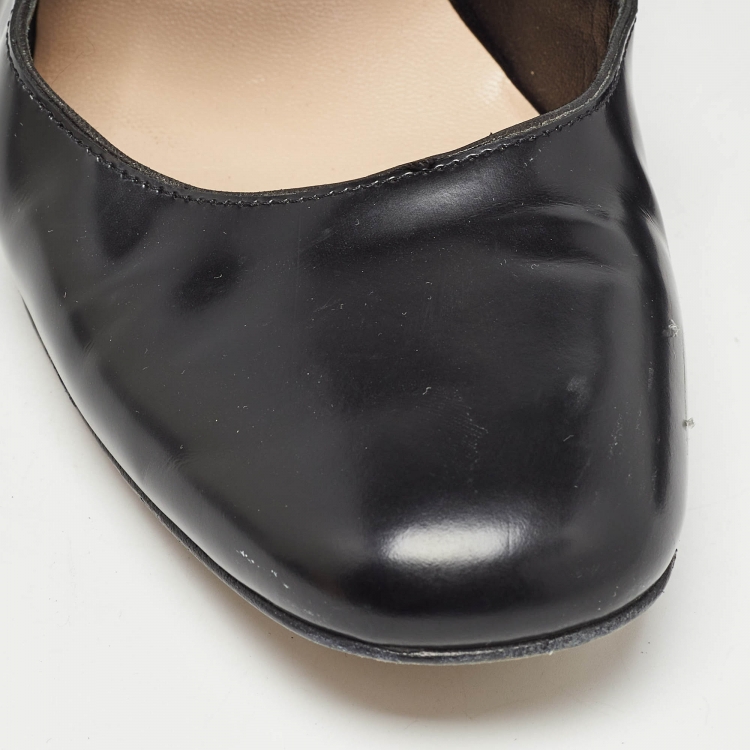 Pre Owned Dior Black Leather Mary Jane Pumps Size 37.5   