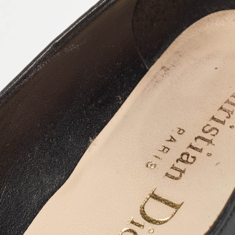 Pre Owned Dior Black Leather Mary Jane Pumps Size 37.5   