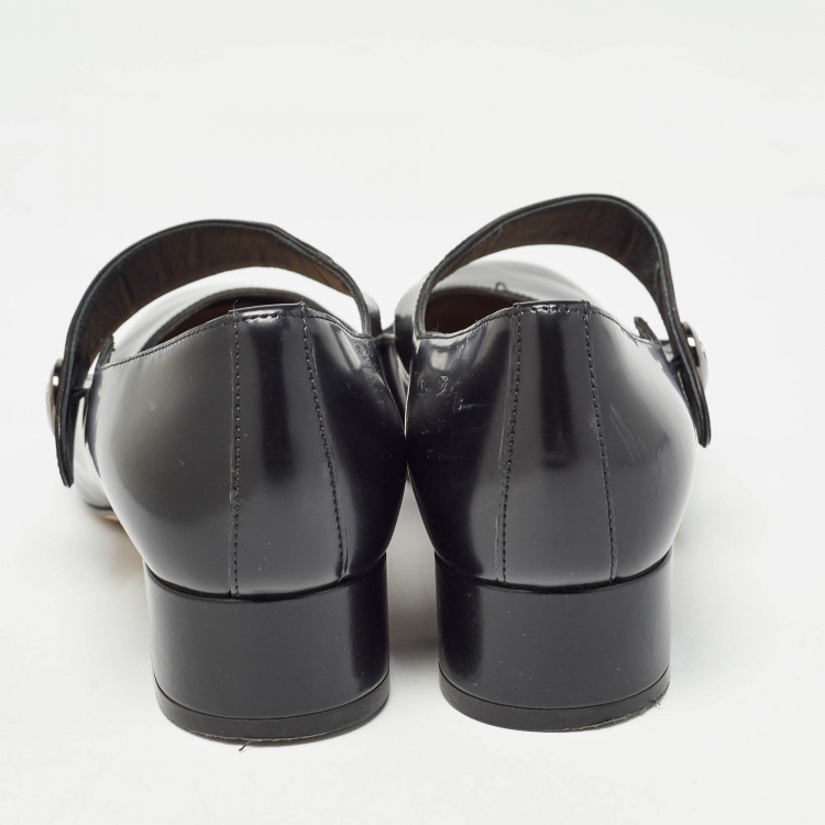 Pre Owned Dior Black Leather Mary Jane Pumps Size 37.5   