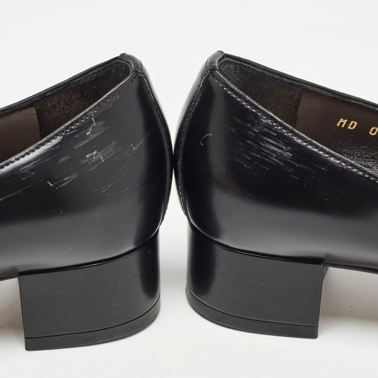 Pre Owned Dior Black Leather Mary Jane Pumps Size 37.5   