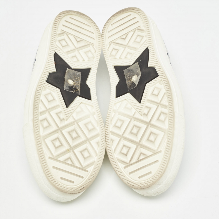 Pre Owned Dior Cream/Blue Canvas Walk'n'Dior Sneakers Size 35.5