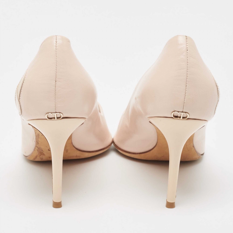 Pre Owned Dior Pink Leather Peep Toe Pumps Size 37.5