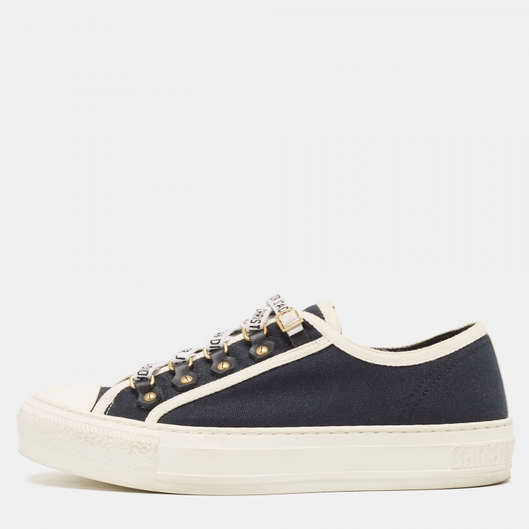 Pre Owned Dior Black Canvas Walk'n'Dior Low Top Sneakers Size 37.5