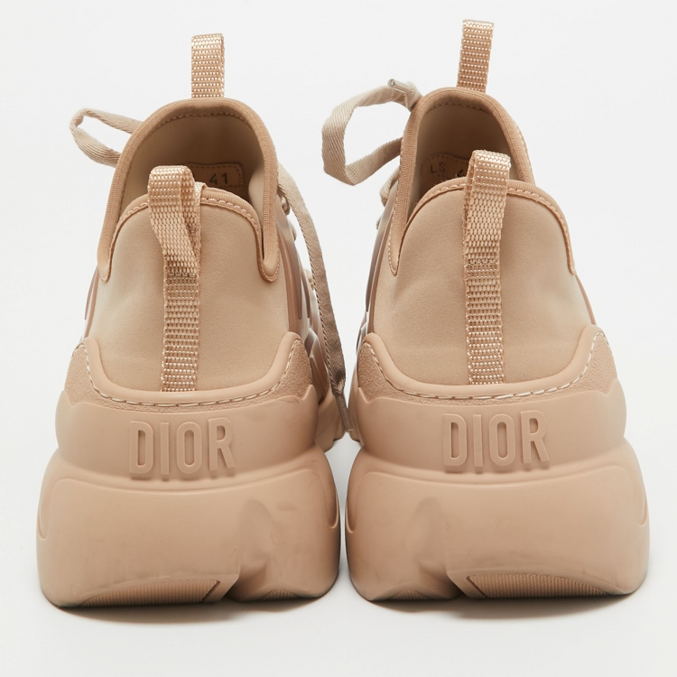 Pre Owned Dior Beige Fabric and PVC D-Connect Low Top Sneakers Size 41