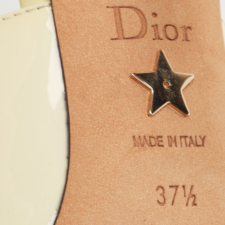 Pre Owned Dior Light Yellow Patent Leather J'adior Slingback Pumps Size 37.5