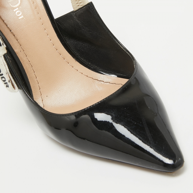 Pre Owned Dior Black Patent Leather J'adior Slingback Pumps Size 39