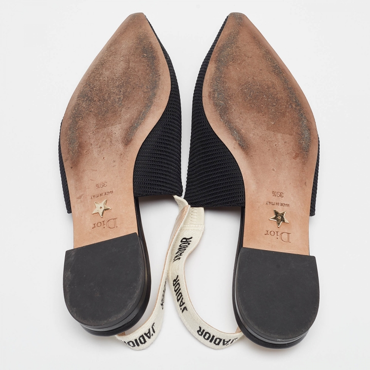 Pre Owned Dior Black Technical Fabric J'adior Slingback Flats Size 39.5