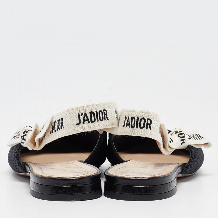 Pre Owned Dior Black Technical Fabric J'adior Slingback Flats Size 39.5