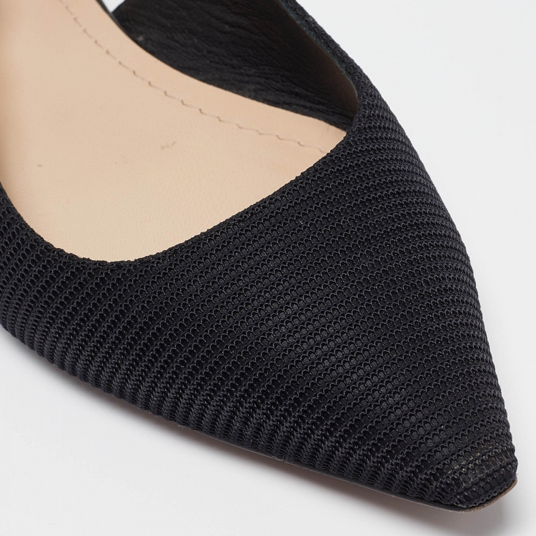 Pre Owned Dior Black Technical Fabric J'adior Slingback Flats Size 39.5