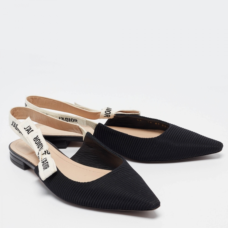 Pre Owned Dior Black Technical Fabric J'adior Slingback Flats Size 39.5