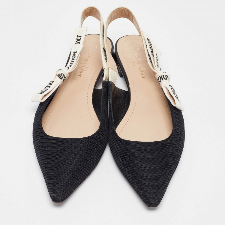 Pre Owned Dior Black Technical Fabric J'adior Slingback Flats Size 39.5