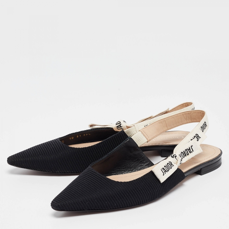 Pre Owned Dior Black Technical Fabric J'adior Slingback Flats Size 39.5