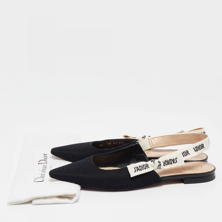 Pre Owned Dior Black Technical Fabric J'adior Slingback Flats Size 39.5
