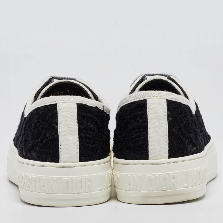 Pre Owned Dior Black Embroidered Mesh Walk'n'Dior Sneakers Size 37
