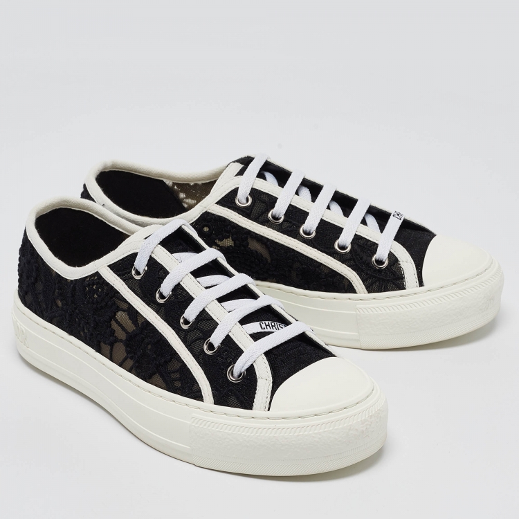 Pre Owned Dior Black Embroidered Mesh Walk'n'Dior Sneakers Size 37